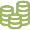Stacks of green coins